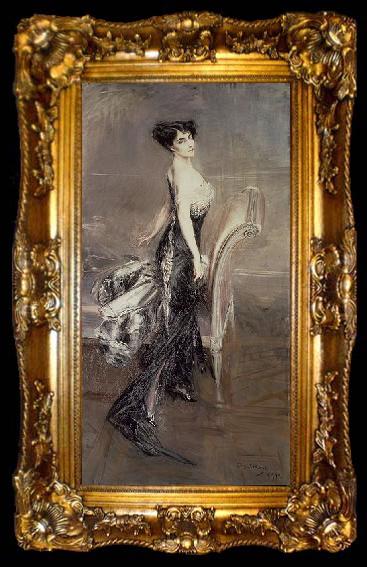 framed  Giovanni Boldini Portrait of a Lady, ta009-2